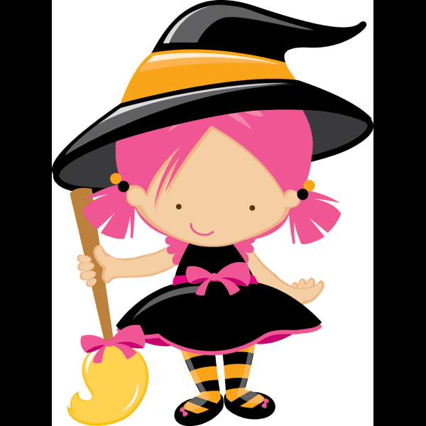 Cute Halloween Kid As Witch