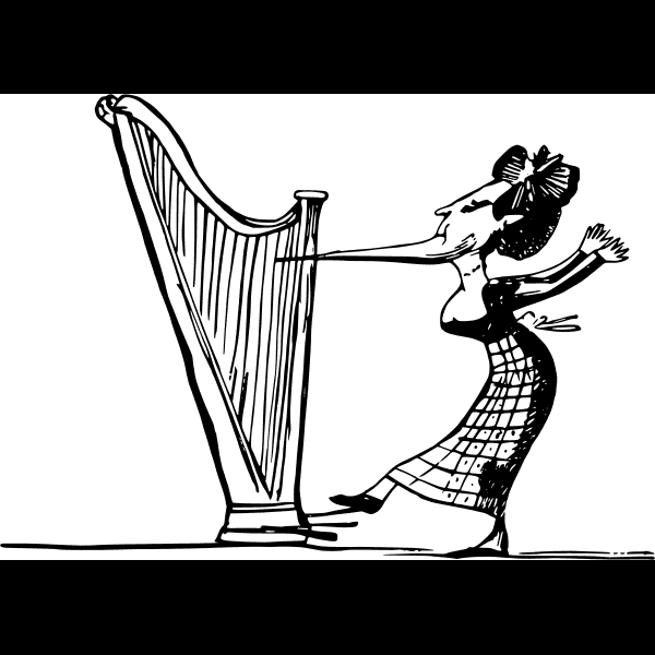 Vintage Harpist Doodle