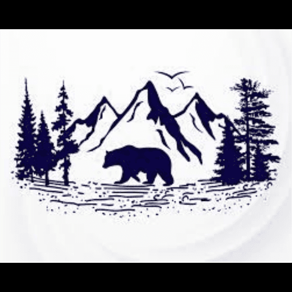 Bear Walking Mountain Scene