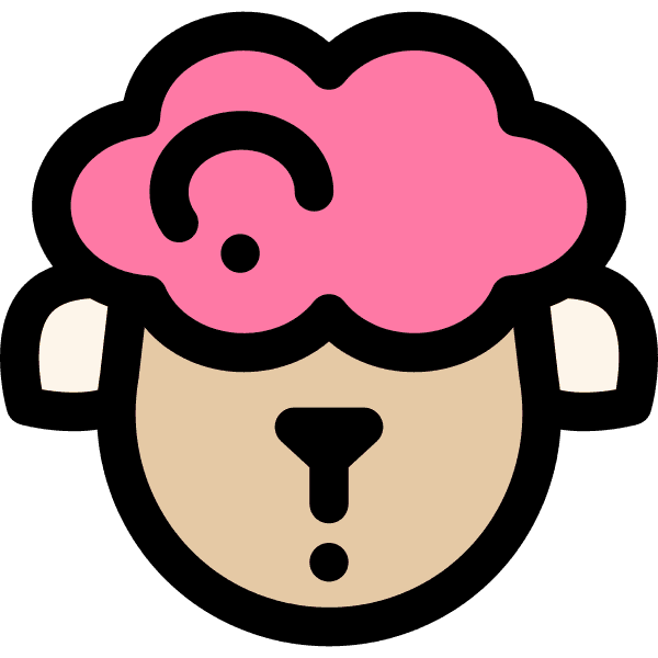 Beige Sheep With Pink Hair