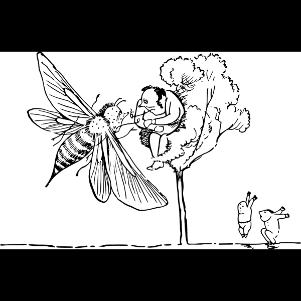 Bizarre Bee And Man Doodle