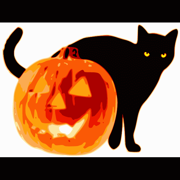 Black Cat And Pumpkin Lamp