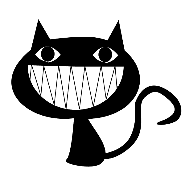 Black Cat With Sharp Teeth