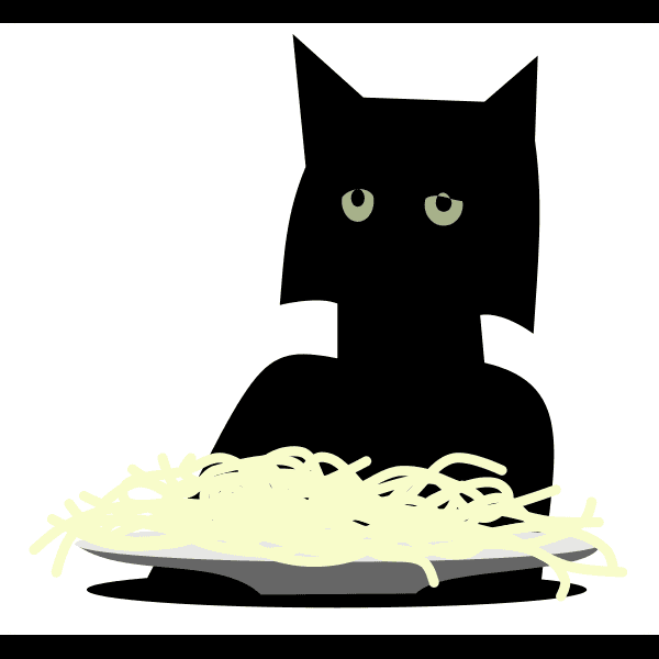 Black Cat With Spaghetti