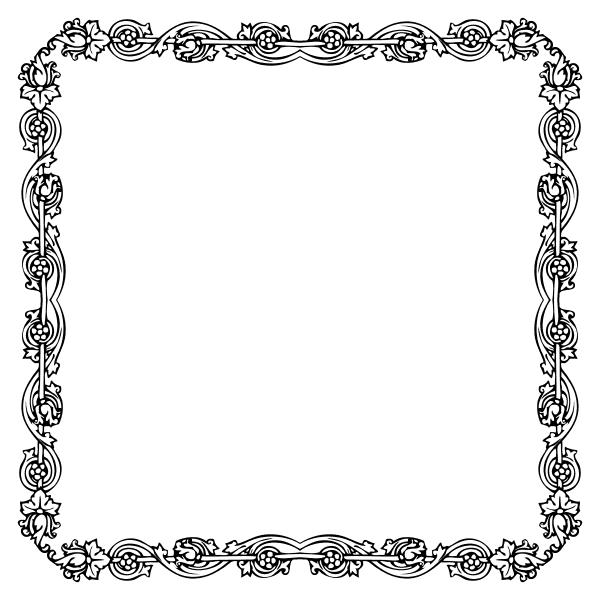 Black Floral Square Frame