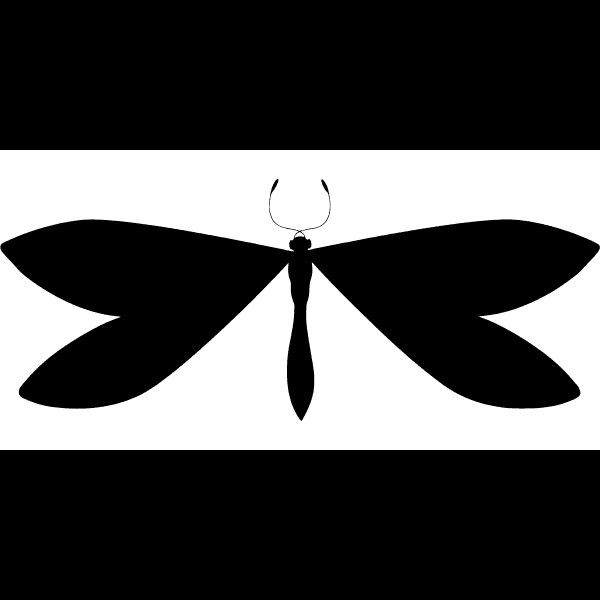 Black Silhouette Of Free Dragonfly
