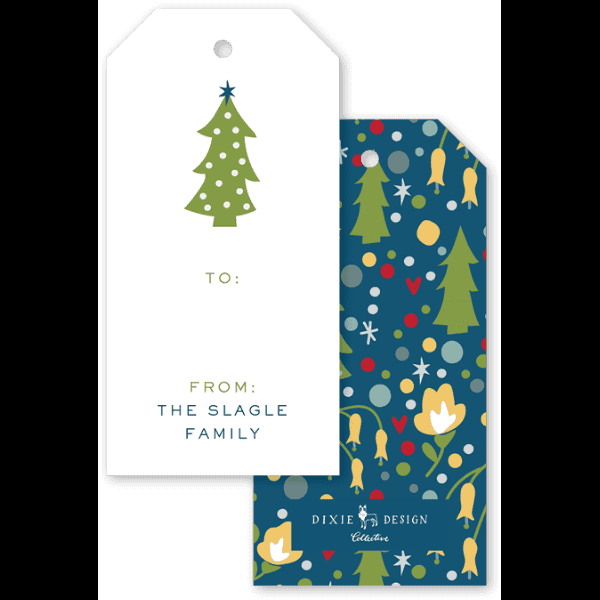 Blue And White Christmas Tag