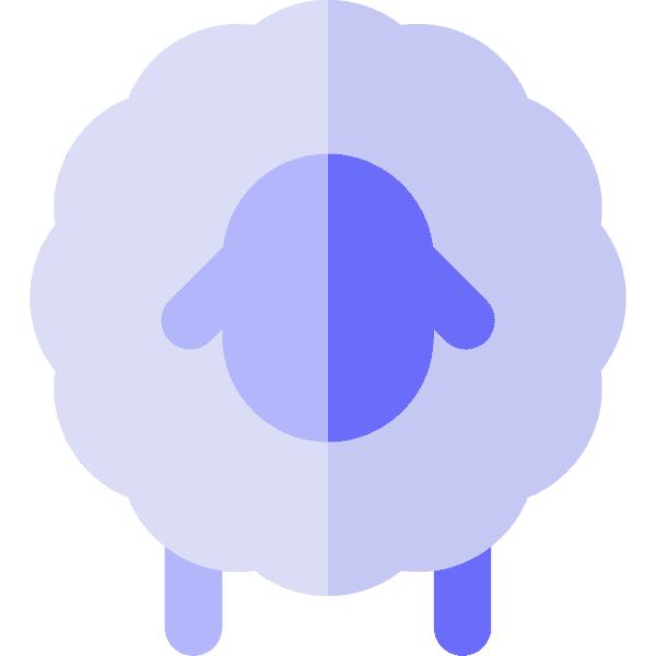 Blue Cartoon Sheep Standing