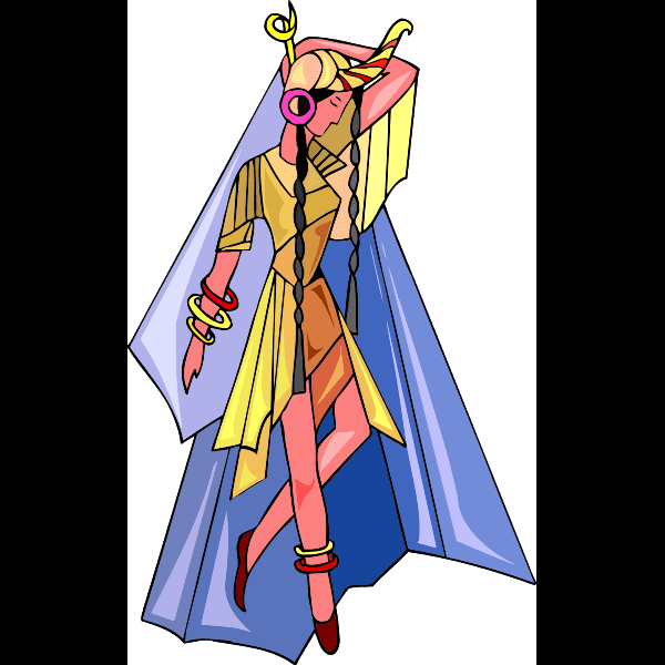 Cartoon Dancer With Blue Cape