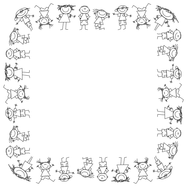 Cartoon Kids Forming Square Frame