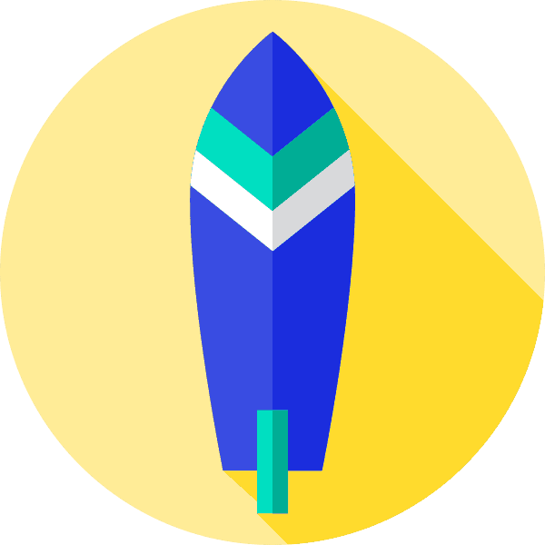 Colored Surfboard Inside Yellow Circle