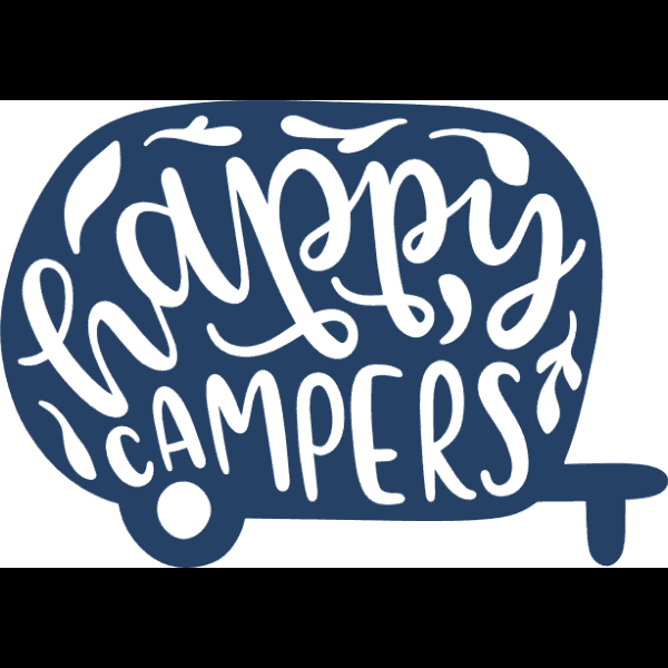 Cursive White Happy Campers Free
