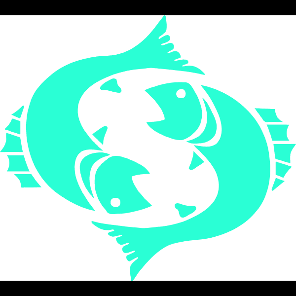 Cyan-blue Pisces Fish Zodiac Sign