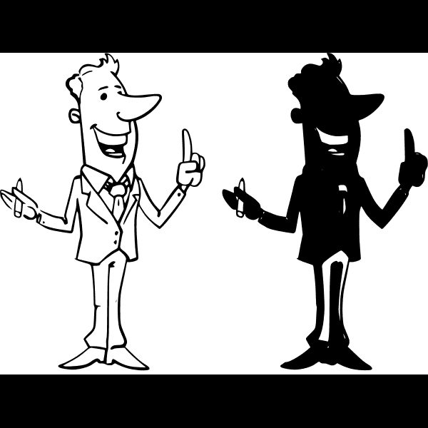 Doodle Of Man And Silhouette