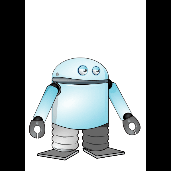 Funny Cartoon Blue Robotics Standing