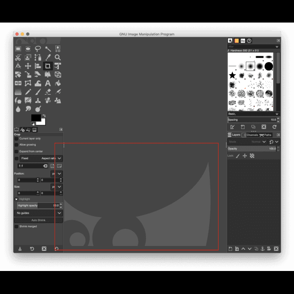 Gimp Editing Tool Black Mode