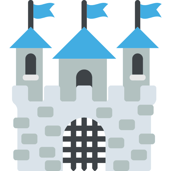 Gray Castle With Blue Waving Flags