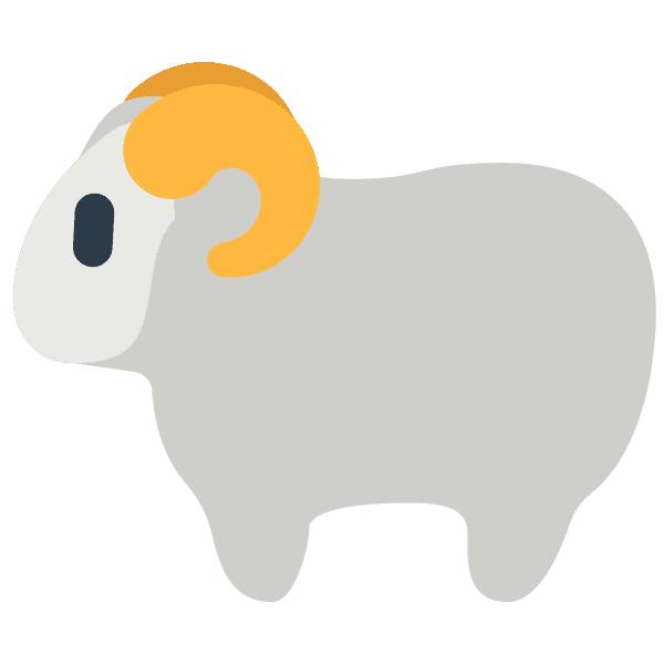 Gray Sheep With Yellow Horns