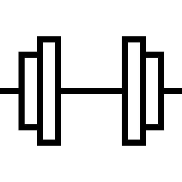 Gym Dumbbell Thin Black Outline