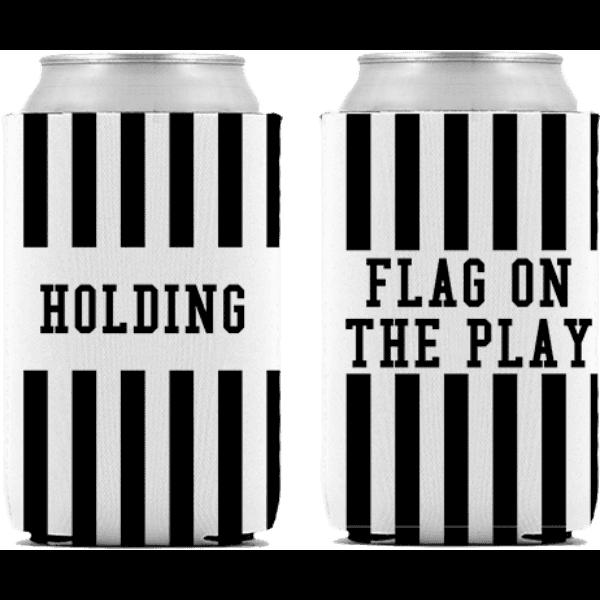 Holding Striped Koozies