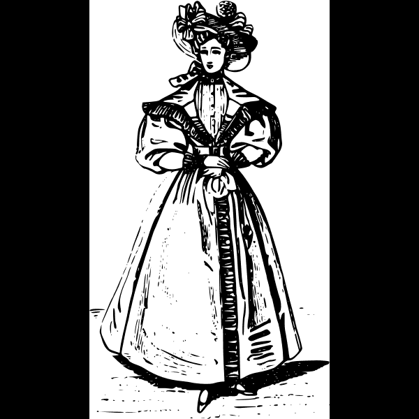 Lady In Vintage Dress Sketch