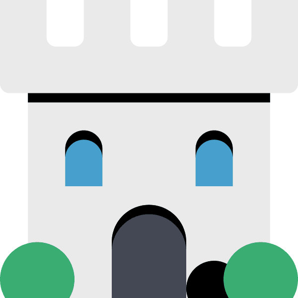 Light Gray Castle With Blue Windows