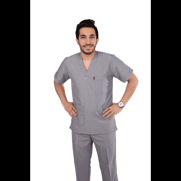 Man Wearing Gray Scrubs