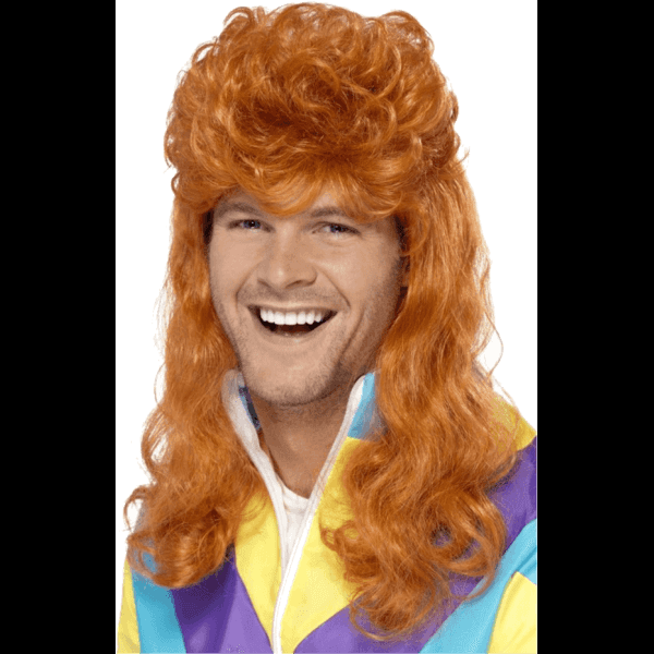Man With Brown Mullet Wig