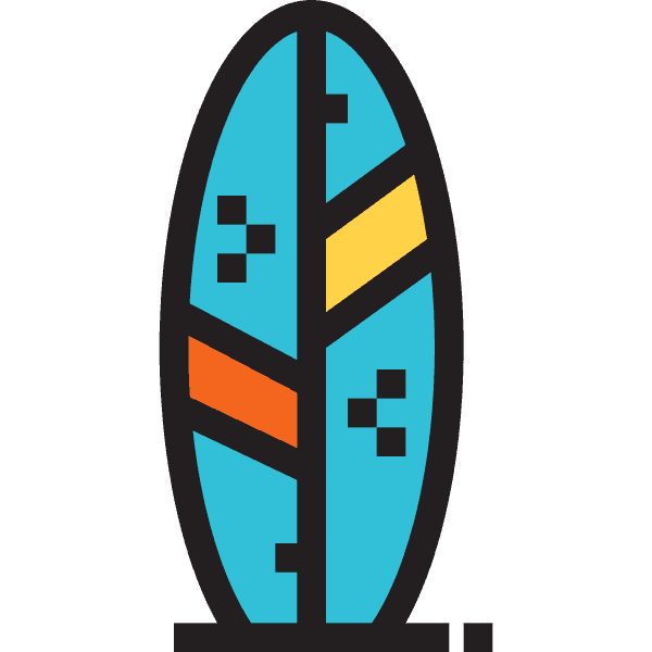 Multicolored Surfboard With Outline