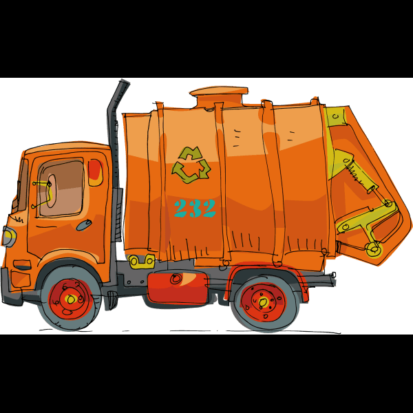 Orange Garbage Truck Illustration