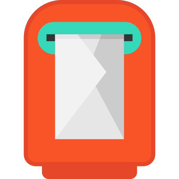 Orange Mailbox With Gray Envelope