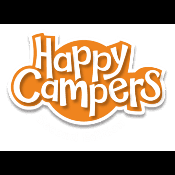 Orange-white Happy Campers Free Sticker