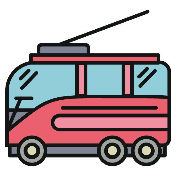 Pink And Red Bus