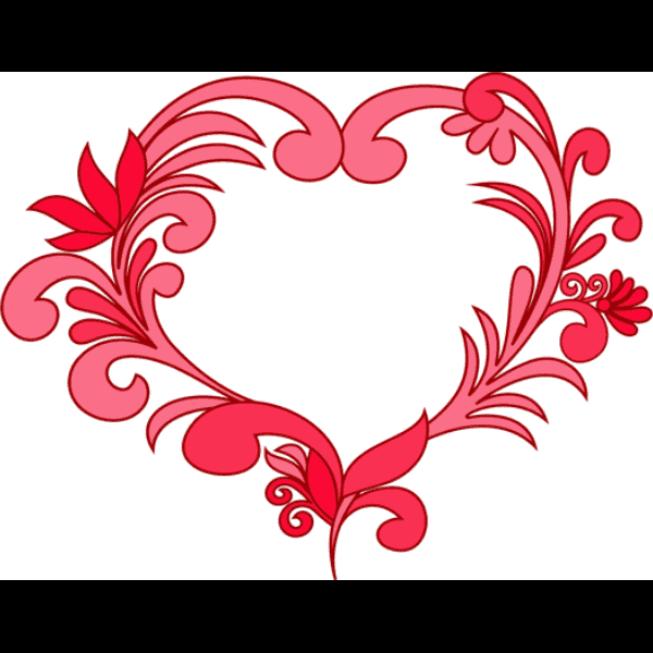 Pink Leafy Fancy Heart