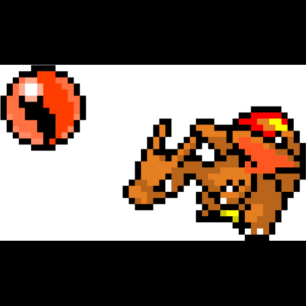 Pixelated Charizard And Pokemon Ball