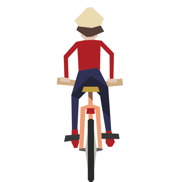 Quirky Cartoon Man Riding Bike Biking