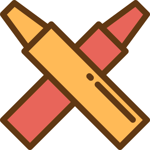 Red And Yellow Crossed Crayons Icon