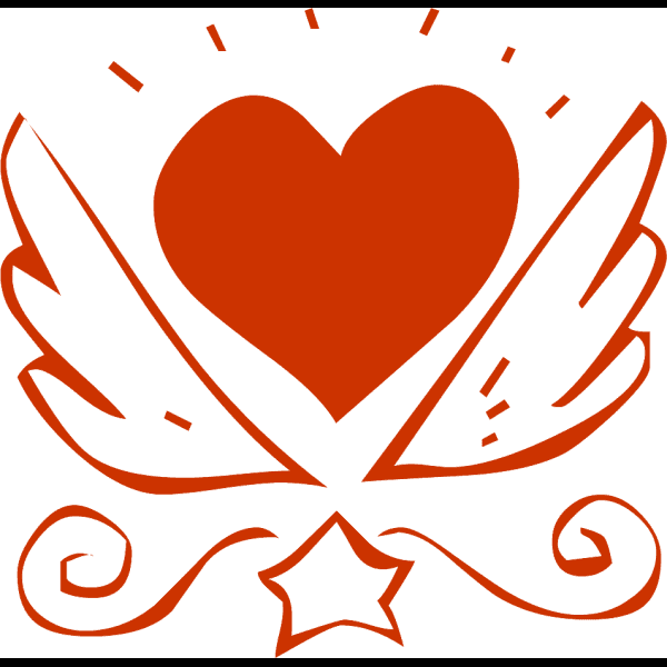 Red Fancy Heart With Wings