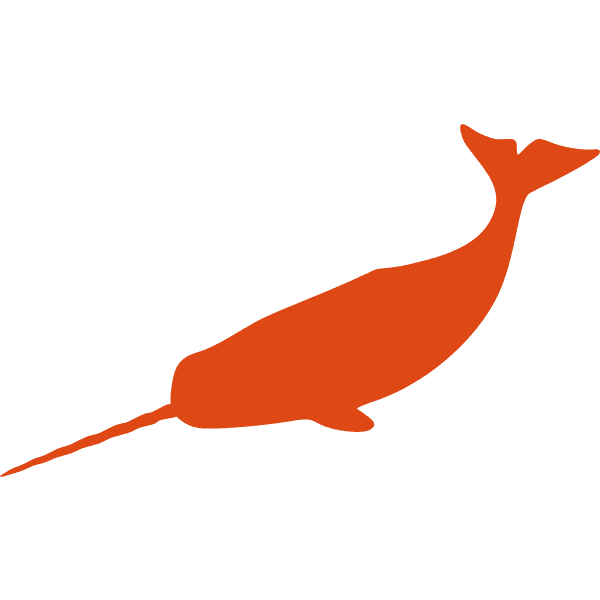 Red-orange Narwhal Silhouette