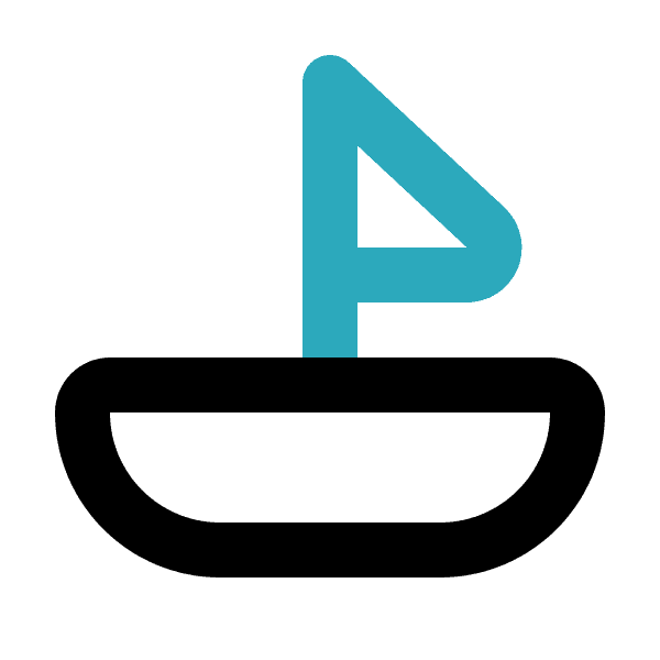 Right Sailboat Blue And Black Outline