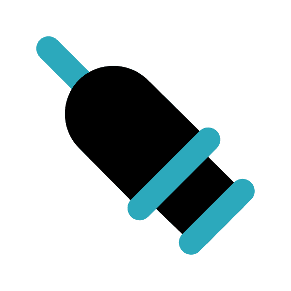 Round Blue Syringe Black Liquid