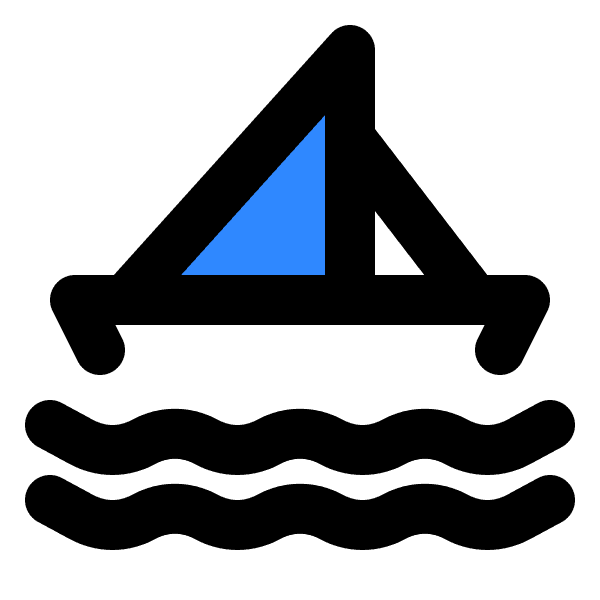 Sailboat Black Blue Icon Bold