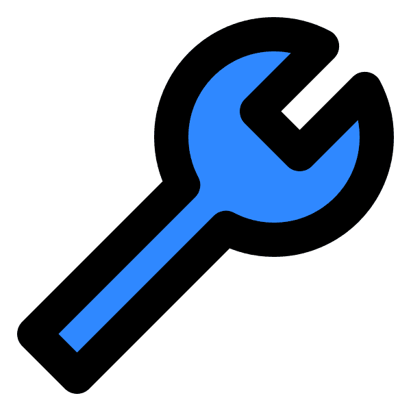 Simple Blue Round-headed Wrench Icon