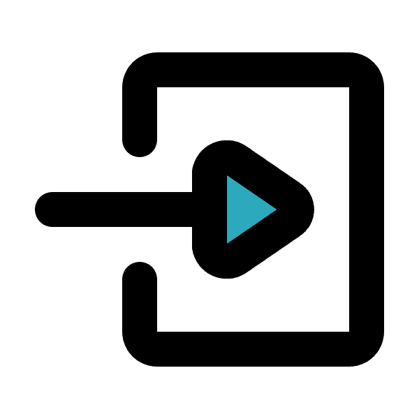 Square Log In With Teal Arrows