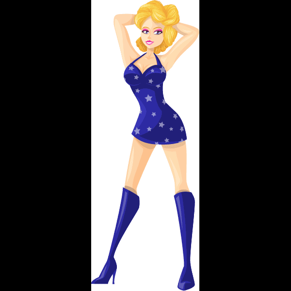 Stripper In Blue Dress