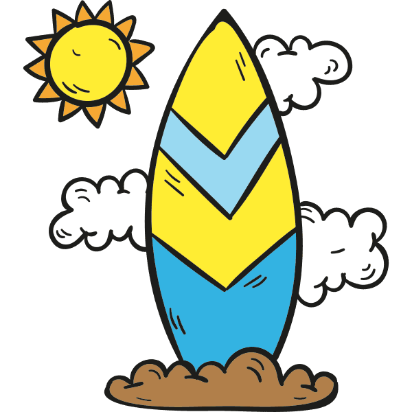 Surfboard On Brown Sand Drawing