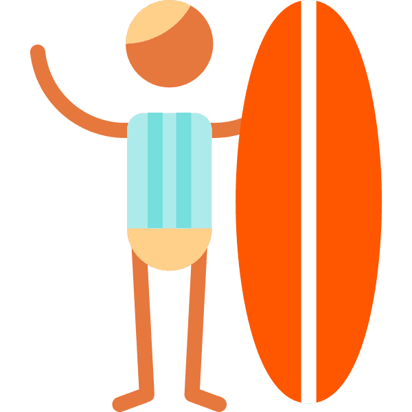 Tan Man With Surf Board