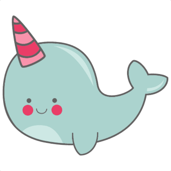 Teal Narwhal Cartoon