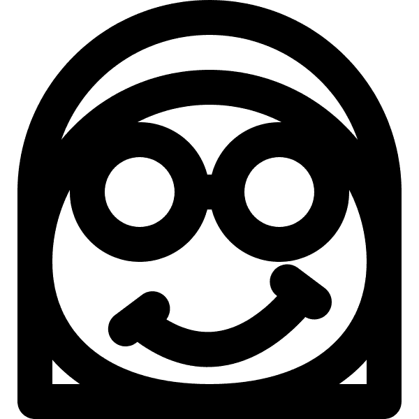 Thick Geek Face Smirks Outline