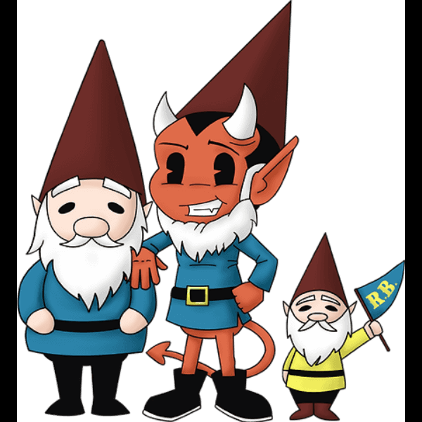 Three Cartoon Gnomes Standing